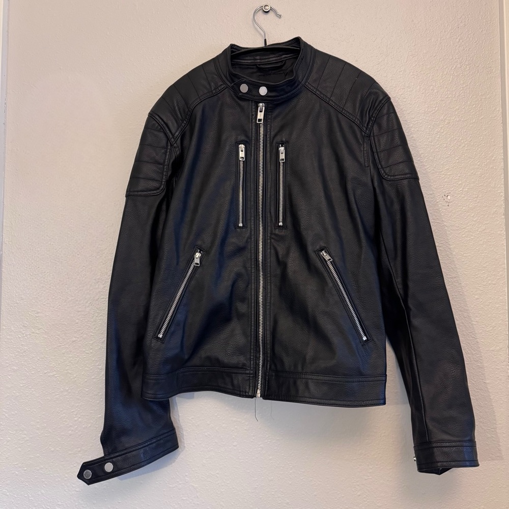 H&M Faux Leather Moto Jacket – Black – Size M – Like New